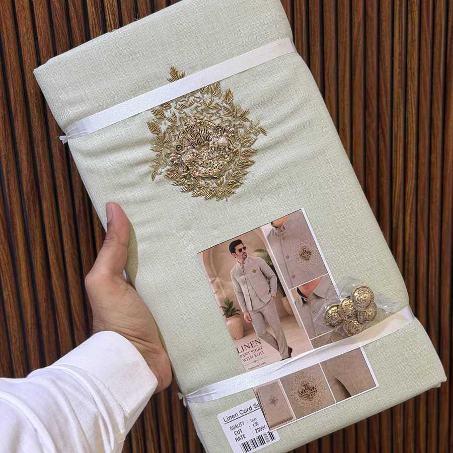 Linen Pant /shirt with Embroidery Koti