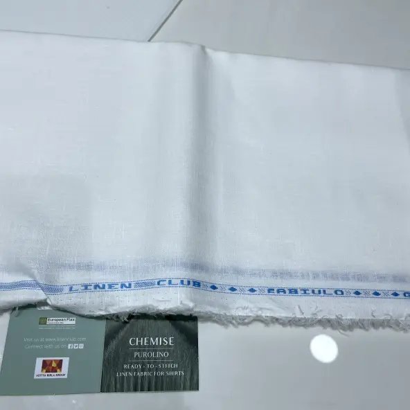 100% Linen White Fabric