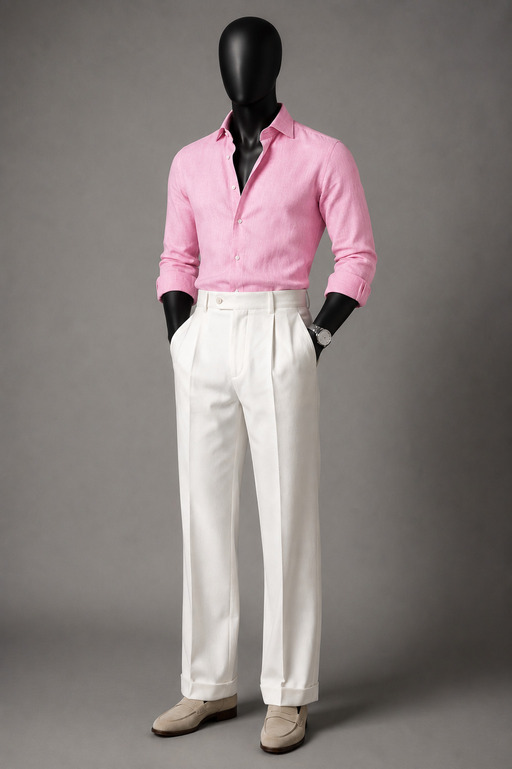 Linen Shirt And White Armani Combo